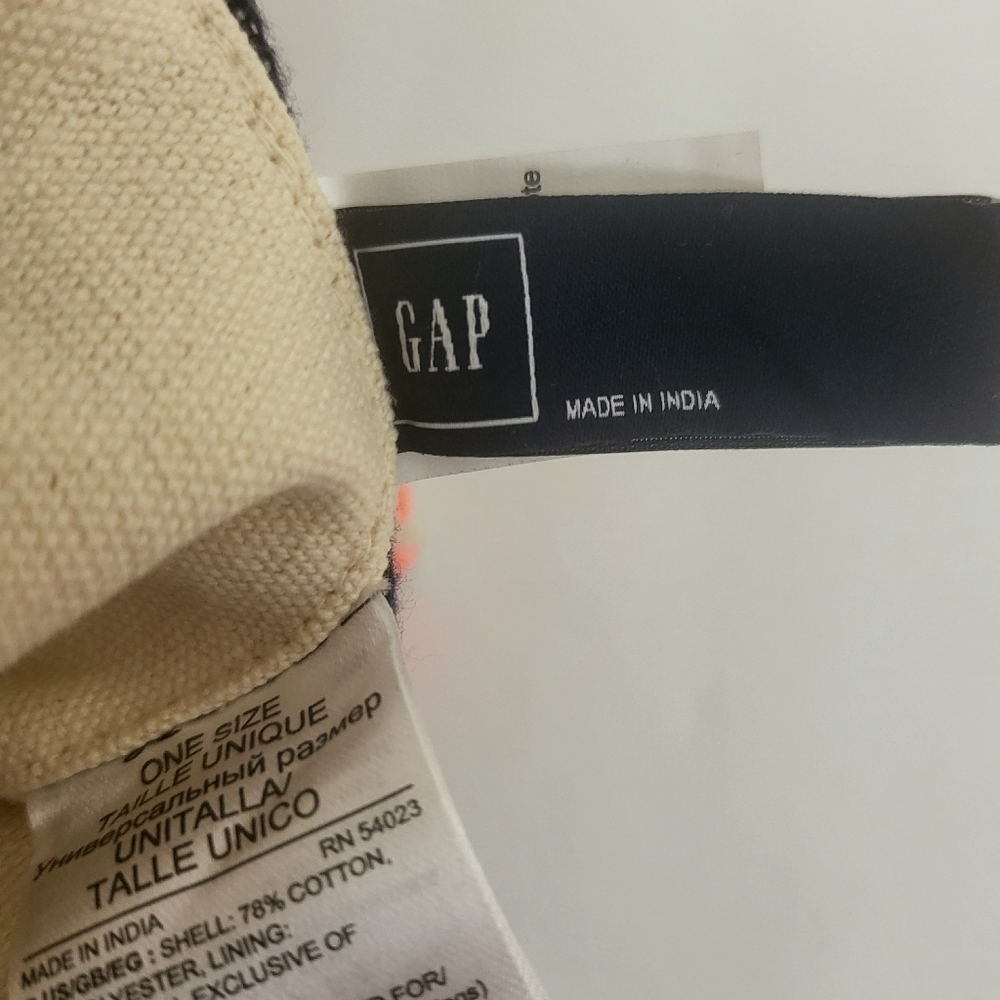 GAP 2016 Dark Indigo Striped Canvas Weave Lined Girlfriend Tote Bag - Picture 6 of 7